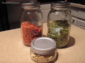 Airtight, reusable Mason jars keep dehydrated foods fresh & visible—perfect for quick daily use and long-term storage.
