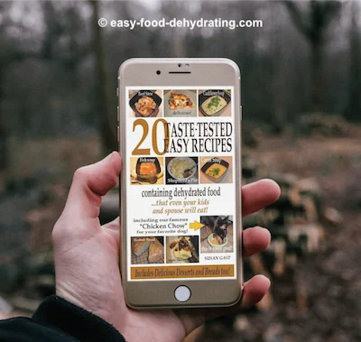 20 Taste-Tested Easy Recipes Containing Dehydrated food, shown on a cellphone in a man's open hand