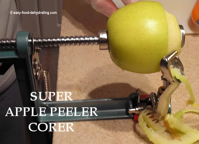 Apple Peeler and Corer gadget - at work - peeling apples