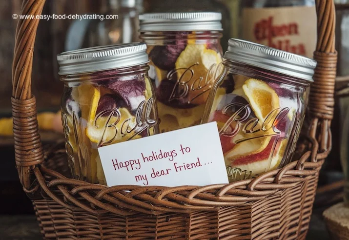 Jars filled with dried foods, gift tag
