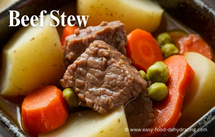 Delicious Beef Stew made in a slow cooker! Beef stew in a square bowl with a dark interior