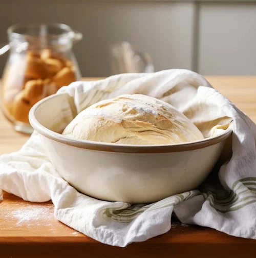Bread dough rising in a bowl... Bread dough rising in a bowl