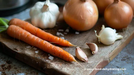 Carrot, onion, garlic