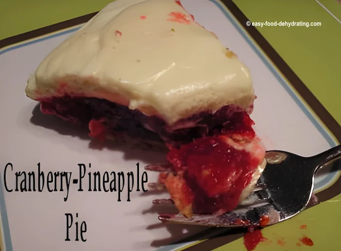 A slice of Cranberry Pineapple Pie on a plate