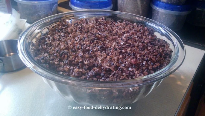 Crushed smoked garlic, ready to be mixed with fine sea salt