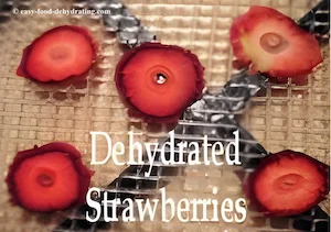 Dehydrated Strawberries Dehydrated Strawberries on an Excalibur dehydrator sheet