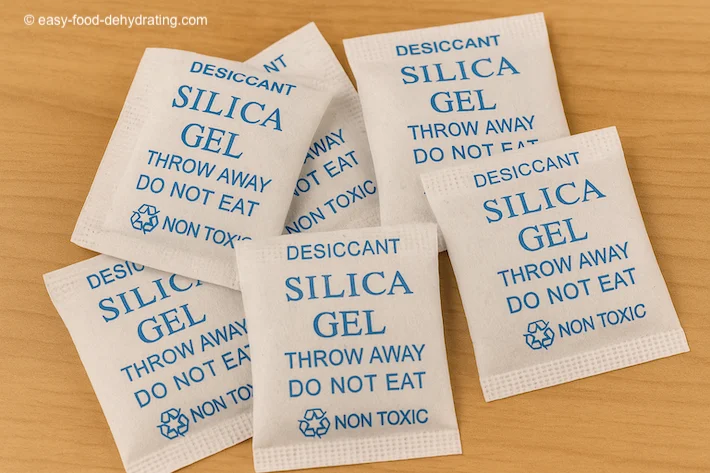 desiccant packets on a wooden table desiccant packets on a wooden table