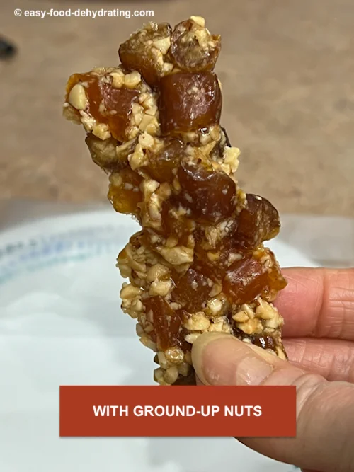 Dried fruit bar with ground-up nuts Dried fruit bar with ground-up nuts