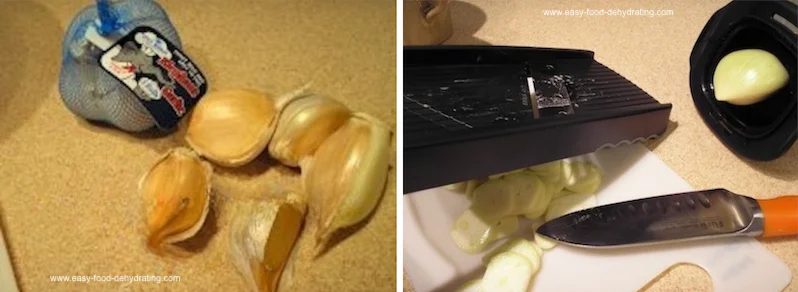 Elephant Garlic cloves before slicing on mandoline Elephant garlic cloves before slicing on a mandoline