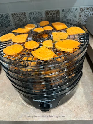 Elite Gourmet dehydrator filled