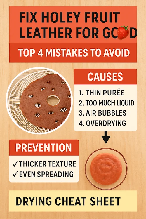 How to Fix Holey Fruit Leathers infographic How to Fix Holey Fruit Leathers - Print This Out!