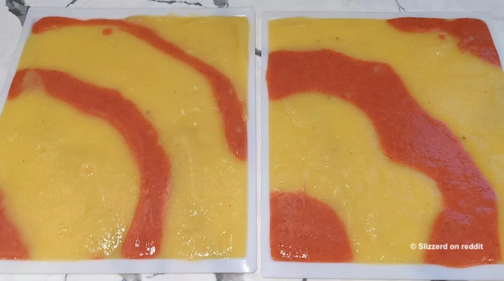 Fruit leather with dual mix - before