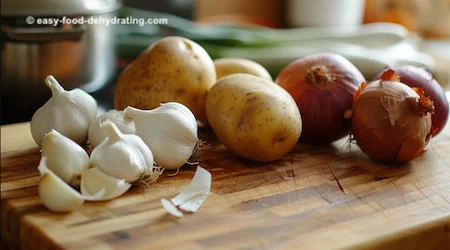 Garlic, onions, potatoes