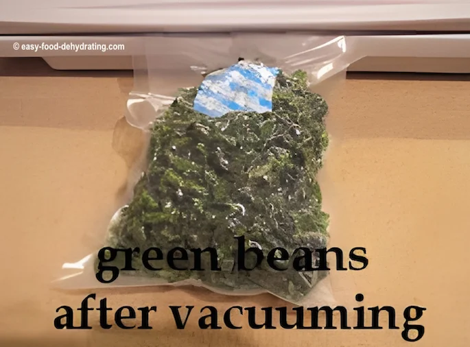 Green beans after vacuum sealing on the Foodsaver machine Green beans after vacuum sealing on the Foodsaver machine