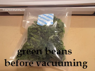 Green beans before vacuum sealing on the Foodsaver machine