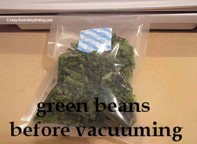 Green beans before vacuum sealing on the Foodsaver machine Green beans before vacuum sealing on the Foodsaver machine