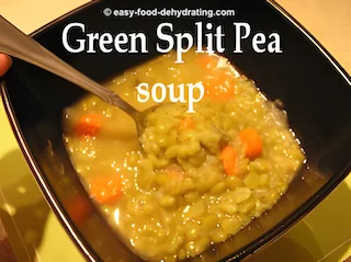 Green Split Pea soup in a square bowl, with a spoon