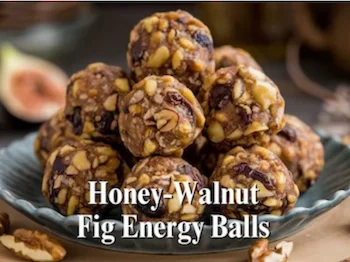 Honey Walnut Fig Energy Balls on a plate