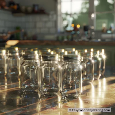 Empty Mason jars with lids