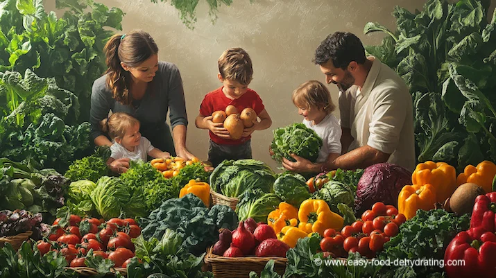 Family choosing organic produce Family choosing organic produce