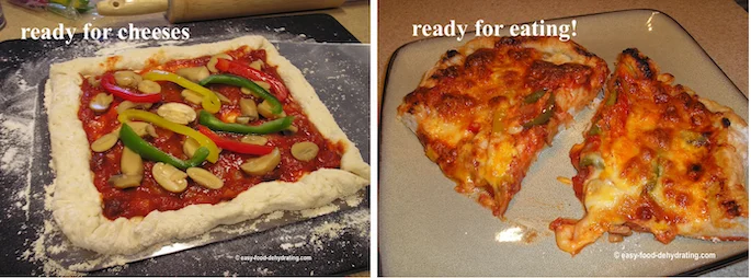 Pizza, ready for cheeses to be added - and done!