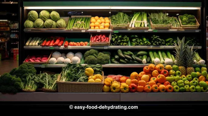 grocery store shelves filled with produce