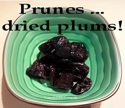 Dried plums make prunes! Bowl of homemade dried plums (prunes)
