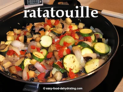 Ratatouille cooking in a non-stick saucepan