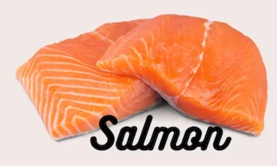 Two fresh salmon steaks