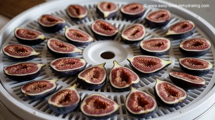 Sliced figs on dehydrator tray
