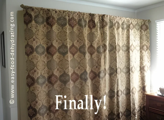 Dehydrated Food Wall finally, with curtains! Dehydrated Food Wall with curtains to hide the contents on the shelves