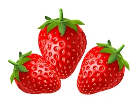 Bright red strawberries with green tops