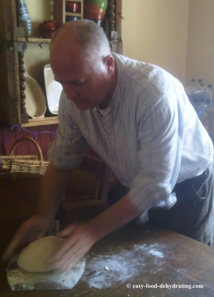 James, preparing super easy bread by Anita