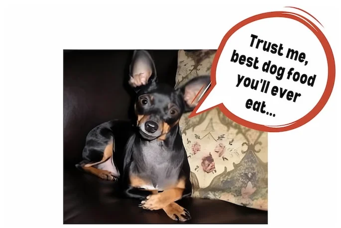"Trust Me," our Min Pin says! "Best Dog Food ever"