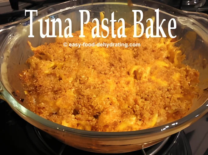 Tuna Pasta Bake in a glass dish