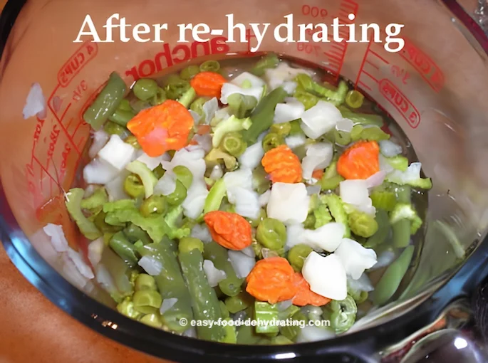 Dehydrated vegetables AFTER rehydrating Dehydrated vegetables AFTER rehydrating