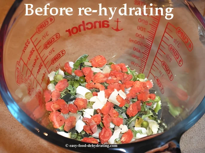 Dehydrated vegetables BEFORE rehydrating Dehydrated vegetables BEFORE rehydrating