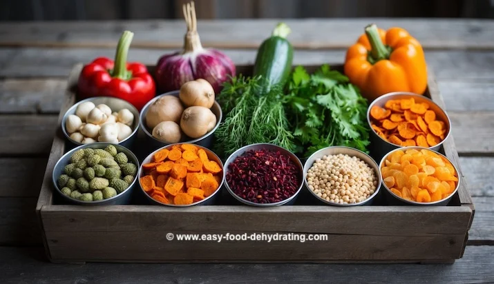 dried vegetables in small tins inside a wooden box dried vegetables in small tins inside a wooden box
