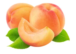 Whole and sliced apricots with leaves
