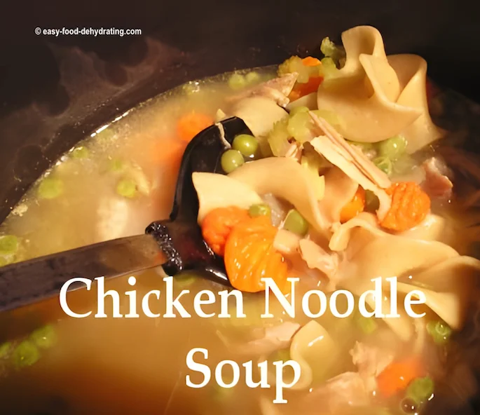 Chicken Noodle soup cooking in a pan