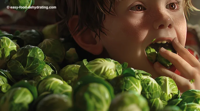 kid eating brussels sprouts